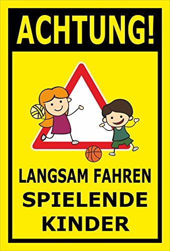 Preisvergleich Produktbild Melis Folienwerkstatt Schild - Spielende Kinder - 60x40cm / Bohrlöcher / 3mm Aluverbund - S00040-026-C - 20 Varianten