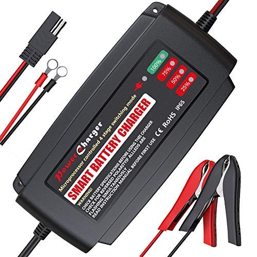 Cargador de batería automático BMK. Mantenedor de cuatro etapas impermeable de carga inteligente para coche, moto, scooter. Batería de plomo de 12 V, 5 A