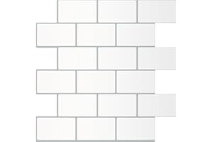 ‎WOSTICK WoStick Wandfliesen zum Abziehen und Aufkleben, 1,6 mm dick, 10 Bögen, U-Bahn-Design, Spritzschutz-Fliesen für Küche, 30,5 x 30,5 cm