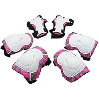 Ginocchiere Bambini Bambini Kit Protezione Set di ginocchiere SKL, gomitiere, polsiere per ragazzi & ragazze per pattini in linea, skate, sport, Rosa