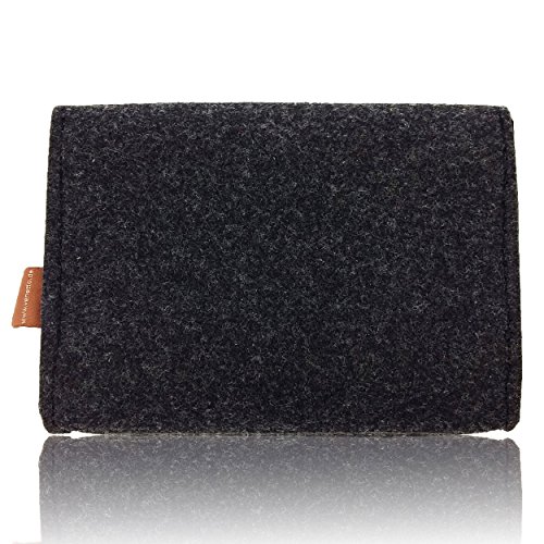 Täschchen Mini Hülle Tasche aus Filz für Zubehör und Accessoires (Netzteil, PC Maus, E-Zigarette, Kosmetik) Schwarz meliert - 3
