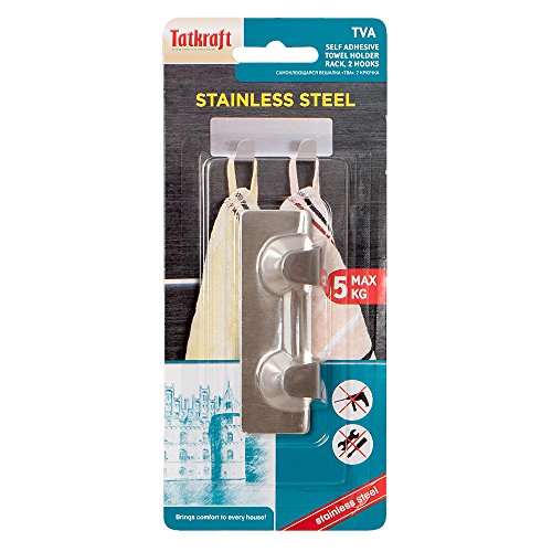 Tatkraft Tva Stark Hakenleiste Edelstahl Selbstklebend 2 Klebehaken - 3