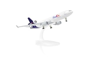 QIYUMOKE MD-11 1/300 FedEx - Modellino di aeromobile in metallo pressofuso con supporto per adulti, 20,3 cm, adatto per regali ed esposizioni
