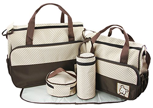 Preisvergleich Produktbild Liying Umhängetasche Babytasche Set Mama Handtasche Tragetasche Wickeltasche 5 Stück Multifunktionrucksack Braun