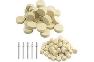 TOVOT 100 pièces Roues de polissage en feutre de laine 2 types de roues de polissage Roues de polissage en feutre avec mandrins pour outils rotatifs (13mm et 25mm)