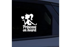 VESVORY 2 adesivi di sicurezza per auto, motivo: Principessa a bordo, per auto, camion, computer portatili, ecc. Design carino (bianco riflettente)