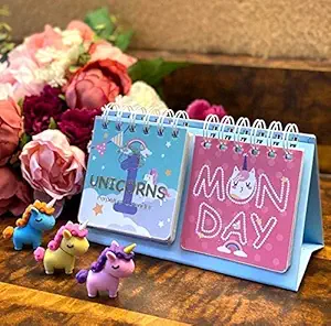 Tera13 Unicorn 12 Months Calendar for Kids Girls Desk Calendar Unicorn Theme Daily Desk Calendar/Daily Date Universal Calendar/Table Calendar - Assorted Colours