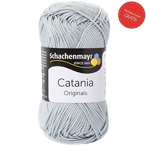 Catania Baumwolle Schachenmayr - Schachenmayr Wolle aus hochwertiger Baumwolle für farbenfrohe Designs! Leichte Sommerwolle Catania Original in silber Fb 172 (hell grau, hellgrau), 100% Baumwolle, kühlende Trageeigenschaft, Sommerwolle zum Stricken und Häkeln, Wolle Catania Schachenmayr