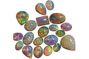WORLD WIDE GEMS 3-4 mm Opal 10 st Cabochon Sällsynt Kvalitet Opal 10 st MIX Cabochon Etiopisk Opal Cabochon Naturlig Welo Opa