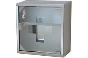 HS-Lighting Medizinschrank Edelstahl Arzneischrank Medikamentenschrank Erste Hilfe Schrank Gals Tür & Schloss 30ⅹ30ⅹ12cm (Silber-2 Fächer)