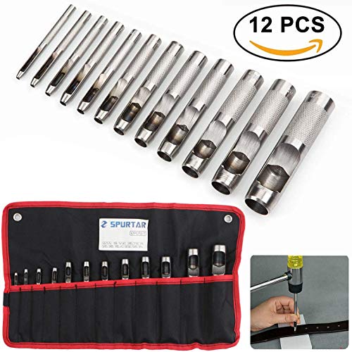 Leather hollow hole punch set de herramientas de cuero resistente de acero al carbono