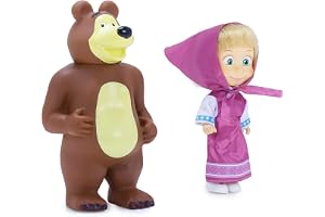 Masha and the Bear 12 Cm Toy Doll | Famous Cartoon | Ideal Gift Set for Girls Kids (Masha with Bear - Purple)
