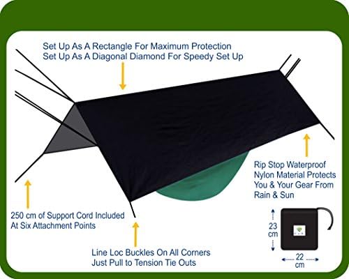 Hammock Bliss Extra Large Rain Fly - Waterproof Tent Tarp, Rain Fly and Hammock Shelter To Cover Your Hammock & Your Gear