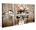 Produktbild Leinwandbild 3 Tlg. Fahrrad Retro Rad Blume Kunst Leinwand Bild Bilder auf Keilrahmen Holz - fertig gerahmt 9O910, 3 tlg BxH:120x80cm (3Stk 40x 80cm)