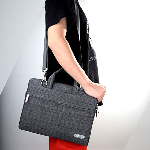 ivencase – Denim -Gewebe Hülle Aktentasche Tasche Schultertasche für 15-15.6 Zoll Laptop / Notebook / Computer / MacBook Pro 15.4 / MacBook Pro with Retina Display 15.4 – dunkelgrau - 7