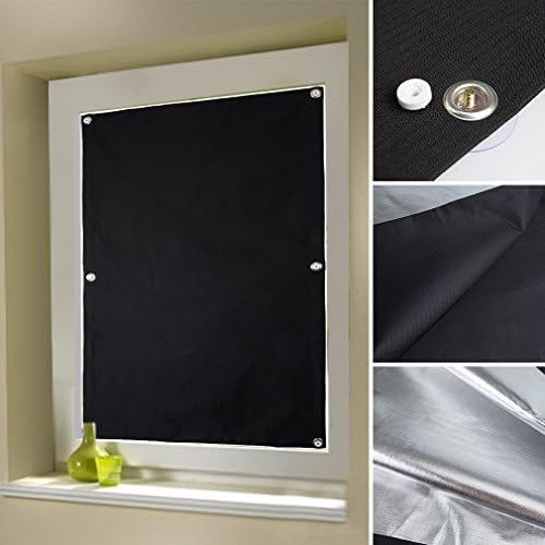Auralum Roller Blinds Black Store Roof Window House Suction Curtains Velux Vertical 100% Polyester Anti-UV Reflect Heat Coated without Drilling - 38 x 75 cm