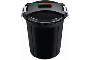 HEIDRUN universaltonne, matriston, 55 cm höjd, Ø 48 cm, 46 l, rund, med lock, i svart, av plast