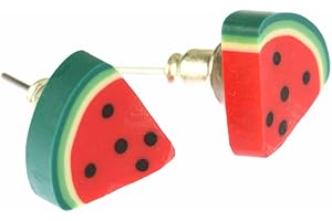 Miniblings melon pastèque melon pastèque pastèque Boucles d'oreille huitième morceau de melon pastèque de fruits - Boucles d'oreille bijoux de mode main je branche Boucles d'oreille