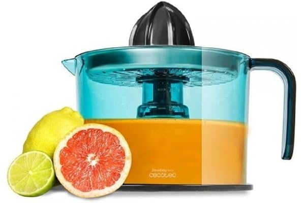 Cecotec Presse-agrumes Électrique ZitrusEasy Inox. Filtre en Acier Inoxydable, Tambour d’1 litre Sans BPA , Double Sens Giratoire , Double cône et Couvercle Antipoussière , 40 W.
