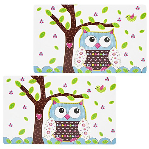 COM-FOUR® 2x Frühstücksbrettchen, Frühstücks- und Schneidebretter im Eulen-Design, 23,4 x 14,3 x 0,3 cm
