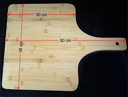 XXL Bambus Pizzaschieber – Pizzaschaufel für Familienpizzen und mehr (38x30cm Arbeitsfläche) - 5