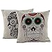 Produktbild Überwurf Kissen, Onker Baumwolle Leinen Quadratisch dekorativer Überwurf-Kissenbezug 45,7 x 45,7 cm Set von 2 Halloween Skelett Skulls