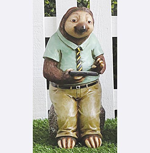 Simon Sloth Solar Powered Resin Garden Ornnament with light up tablet (b)