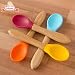 Babynow Baby Spoons [4 Colour Set] Bamboo Handle with Soft Silicone Tip - No BPA - Perfect Babyshower Present - Large 5.5 Inch Size