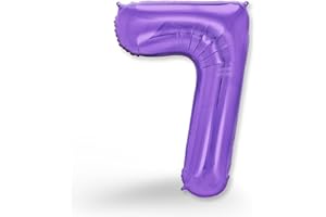 FUNXGO Ballon gonflable en aluminium en forme de chiffre 7 violet - Environ 100 cm - Vole à l'hélium - Décoration pour anniversaire, fête, mariage - Ballon 7 violet