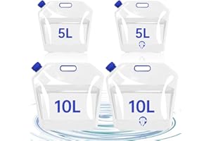 NAJILI 4 Pezzi Tanica d'Acqua Pieghevole, Portatili Borsa Porta Acqua Pieghevole con Rubinetto e Tappo a Vite, Tanica Acqua Campeggio per Campeggio,Escursionismo e Picnic (5L+10L) Bianco