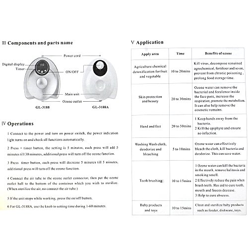 Ozon-Wasser- und Luftreiniger,Cymall Ozone Purifier Portable Ozo Ozonreiniger Portable Ozongenerator Ozonator Luft Wasser Sterilisator Luftreiniger für Home Fruchtgemüse Reinigung - 7