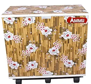 AMMU Wooden Trolley with Battery Tray for Inverter Battery Yellow & White Flower Print