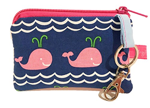 Preisvergleich Produktbild TryPinky Handmade Schlüsseletui Tasche Mäppchen Wale Pink Blau Schlüsseltasche Schlüsselmäppchen Etui Damen Geschenk Kunstleder