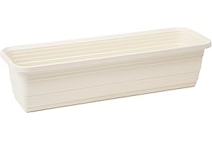 GORDANLUK HOME & GARDEN ACCESSORIES Balcony Trough Flower Pot/Planter Window Box Plastic Vegetable, Planters, Patio, Garden, Home Décor, Porch (Cream)