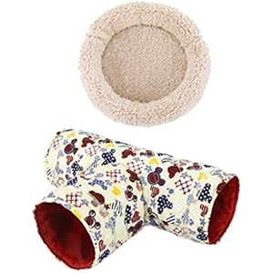 Gazechimp Warmes Plüsch Schlaf Matte Spielen Haus mit Tunnel für Hamster/ Meerschweinchen/ Eichhörnchen