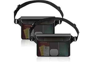 LEEPAT IPX8 Waterproof Pouch Bag with Adjustable Waist Strap-Screen Touchable Dry Bag with Adjustable Belt for Phone Valuables for Beach Swimming Snorkeling Boating Fishing Kayaking, etc (2 Pack)