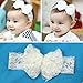 Baby Infant Christening Flower Headband Toddler Lace Rose Bow Headdress (White)