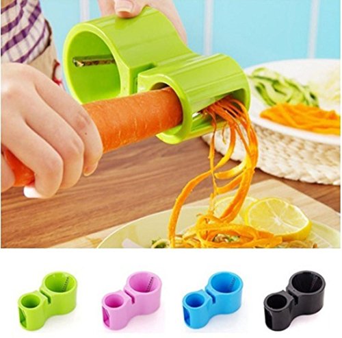 Spiral Cutter Sharpener,KIMODO Spiralschneider Gemüsehobel für Gemüsespaghetti Kartoffel Zucchini Möhren Reibe Spargelschäler Gurkenschäler Gurkenschneider Gemüseschneider (Farbe Random) - 2