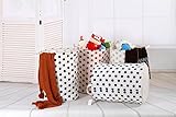 Sea Team 19.7 Large Sized Waterproof Coating Ramie Cotton Fabric Folding Laundry Hamper Bucket Cylindric Burlap Canvas Storage Basket with Stylish Grey Polka Dot Design by Sea Team - 7