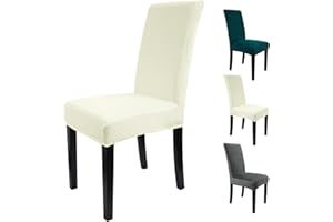 Zindoo Velluto Coprisedie con Schienale 4 Pezzi, Elasticizzati Coprisedie Con Moschettoni per Un Facile Fissaggio, Lavabile Estraibile, Misura Universale, Coprisedia Molto Morbido (Beige)