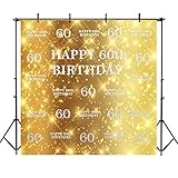 ★Material:tela de vinilo Mehofoto Happy 60th Birthday Backdrop Gold Step and Repite Photo Backdrops 8x8ft Vinilo Fiesta de cumpleaños Decoración Banner Fotografía de Fondo