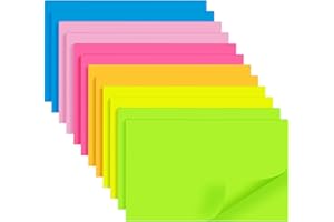 SHIDUO (12 Pads) Large Sticky Notes 76 x 127 mm (3x5 inch), 6 Bright Colors Assorted Self-Stick Pads, Easy to Post for Home, Office, Notebook