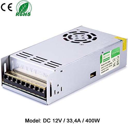 Liqoo LED Transformer Power Supply Driver Adapter 400W 33.4A Trafo DC 12V for LED Bulbs Strip Light LED Stripe Lighting