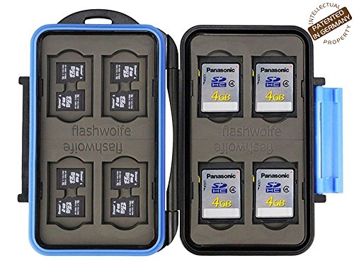 Flashwoife - patentierte Aufnahme - Turtle-SD8MSD16 wasserdichte Speicherkarten Schutzbox für 8 Stück SDHC und 16 Stück MicroSD Cards Case in schwarz