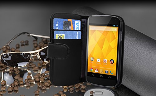 Cadorabo  Premium       Book Style Funda Estilo Cartera para LG Google Nexus 4  en   xido de Negro