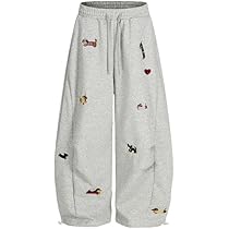 Aelfric Eden Baggy Joggingbroek voor dames, met bloemenmotief, met wijde pijpen, oversized trainingsbroek, hoge taille, vrijetijdsbroek, streetwear, zwart, XL Aelfric Eden Baggy Joggingbroek voor dames, met bloemenmotief, met wijde pijpen, oversized trainingsbroek, hoge taille, vrijetijdsbroek, streetwear, zwart, XL