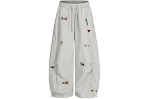 Aelfric Eden Męskie damskie spodnie do biegania, jamnik, grafikowe, bawełniane, sznurkowe, spodnie rekreacyjne, Y2K, streetwear, spodnie sportowe z kieszeniami