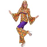 fasnacht hippie schminken Größe: XL (44/46) Damen Hippie Kostüm Hippiekostüm Hippiekostüme Damenkostüm Flower Power 70er Jahre Fasnet Fasnacht XL 46/48