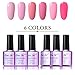 Beau Gel Soak off UV LED Gel Nail Polish, Cute Pink Colours Manicure Varnish Nail Salon Set Long Lasting Shiny Nail Art (6 bottles, 10ml each) #07