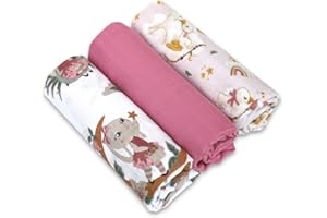 BABYSAFE Baby Safe Pack de 3 Muselinas Bebé 80x70 cm, Toallas Bebé 100% algodón orgánico Certificado Oeko-Tex Muselinas de Algodón Bebé Ideal como Babero, Muselinas Bebé de Bambú